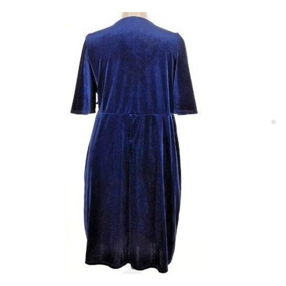 Tiana B Sapphire Blue Velvet Faux Wrap Party Dress 1X - Picture 2 of 11